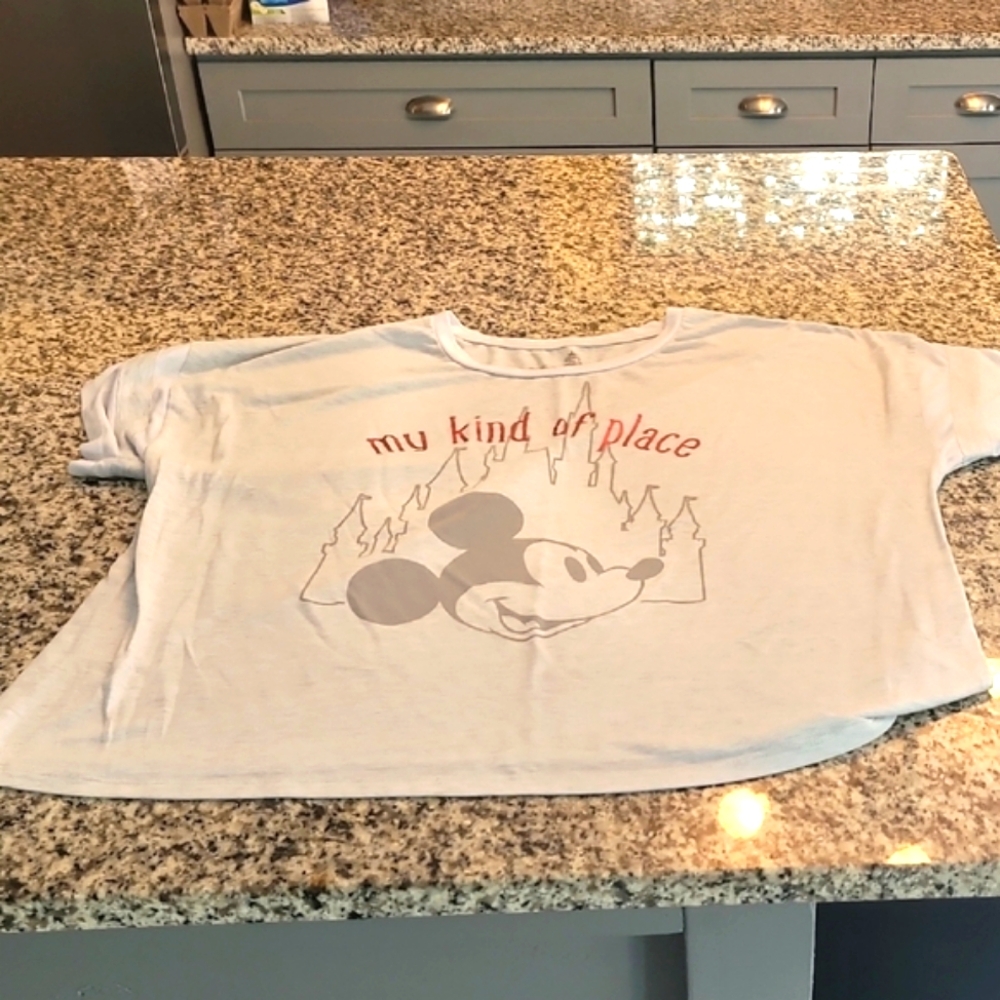 Disney Gray Short Sleeve Tee with Graphic Design WOMEN